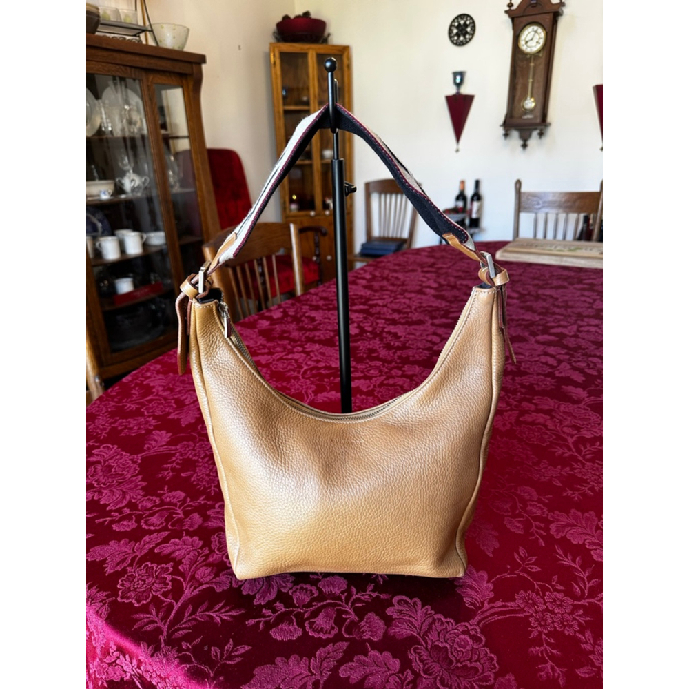 Burberry Tan Leather Shoulder Bag with Striped Strap - Picture 3 of 16